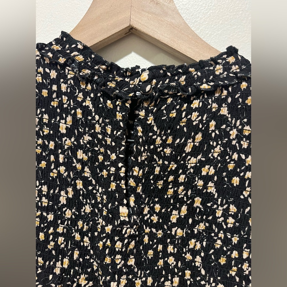 Bohme Black Floral Smocked Sleeveless Babydoll Dress - Women’s Size Small - Picture 3 of 7